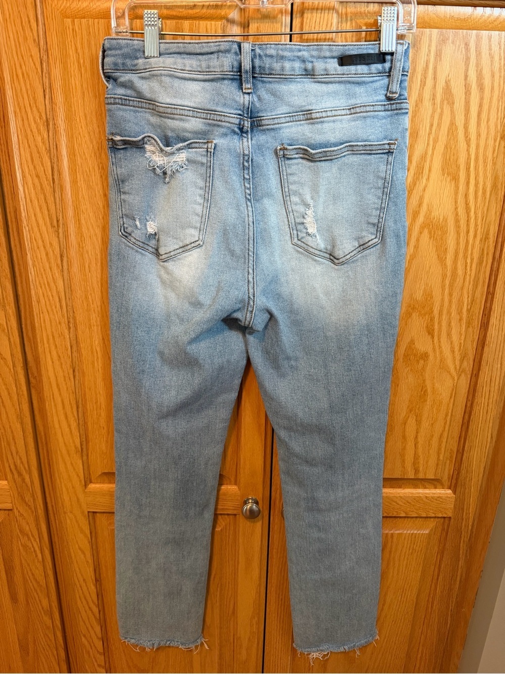 Sale!! Risen Bri Distressed High Rise Relaxed Skinny Jeans Size 5 / 27 Raw Hem - Picture 3 of 5
